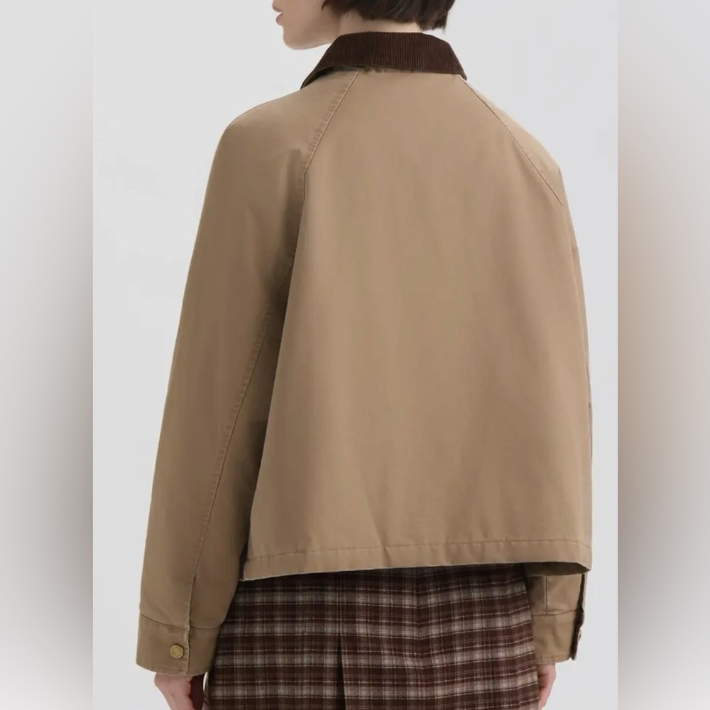 Hunter Corduroy Collar Raglan Sleeve Cotton Barn Jacket - Picture 6 of 7